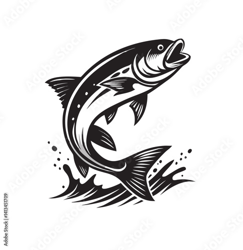 Vector salmon fish silhouette 