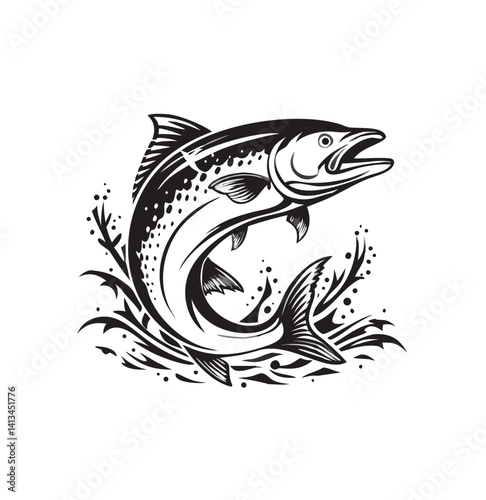 Vector salmon fish silhouette 
