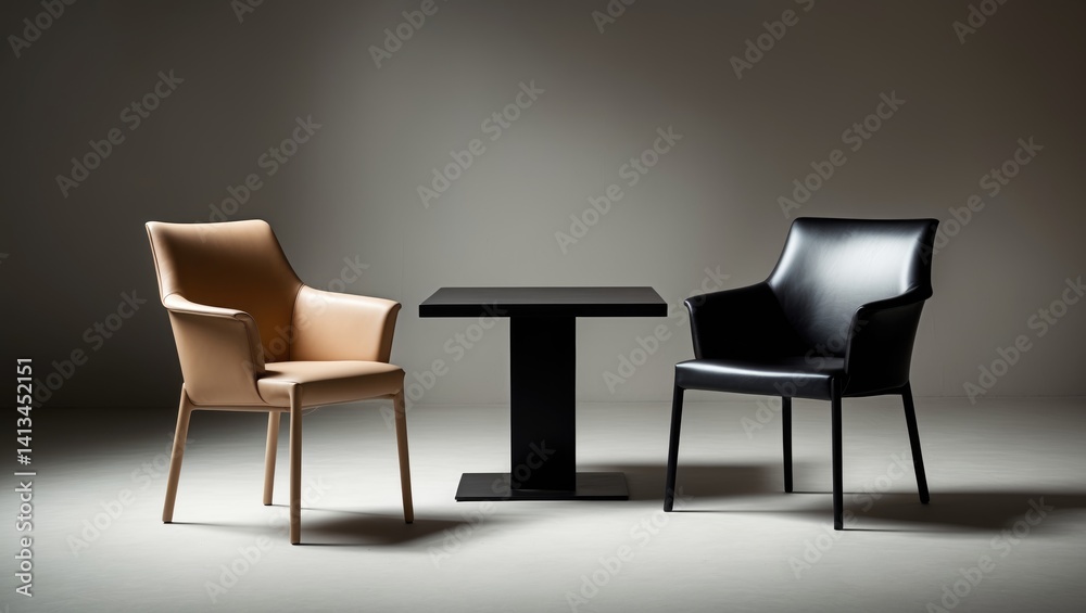 Chair in a modern style with a table backdrop