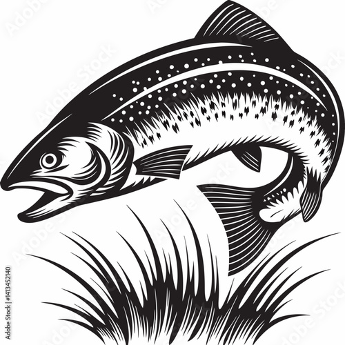 Vector salmon fish silhouette 