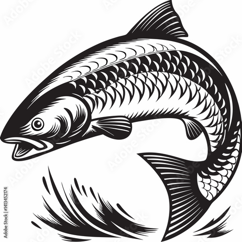 Vector salmon fish silhouette 