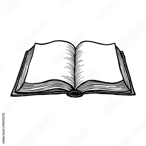 Hand-drawn book icon with open pages and artistic flow - concept of storytelling literature inspiration education reading personal growth