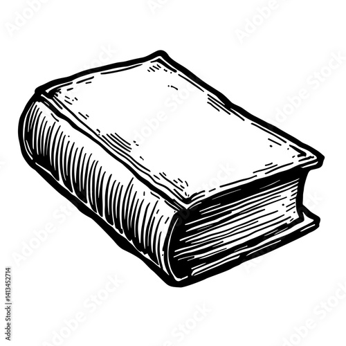 Hand-drawn thick book icon representing traditional literature or reference material - concept of history library education reading knowledge classic