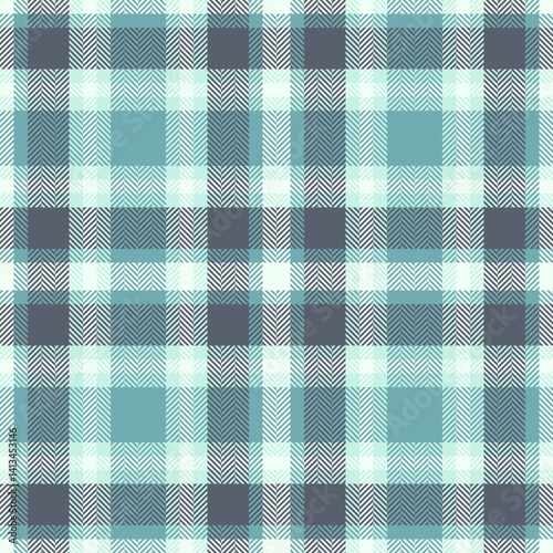 Seamless teal and gray herringbone plaid pattern.  Perfect for textile design, apparel, or website backgrounds.