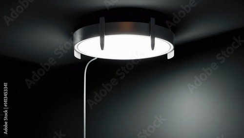 Chic monochrome work desk lighting utilizing halogen bulb and reflector