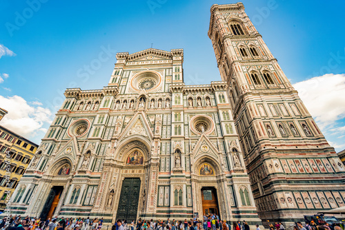 Florence Cathedral, Florence, Tuscany, Italy. Neo-Gothic 19th Century facade of gothic cathedral. photo