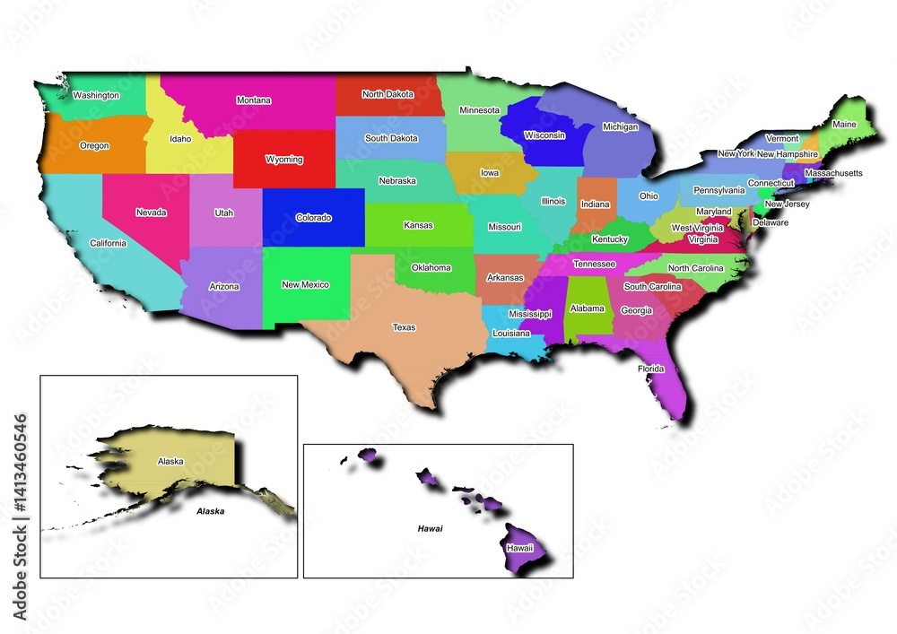 Obraz premium High-resolution illustration of the map of United State, showcasing the complete geographical shape of the country