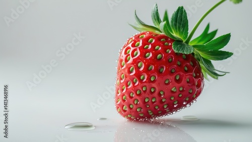 Single strawberries, isolated.