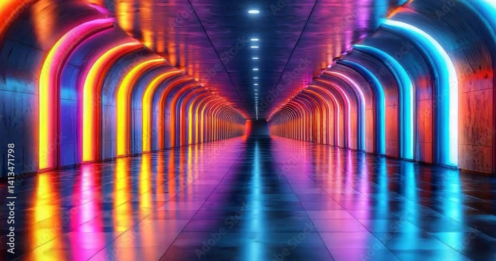 Colorful neon tunnel design