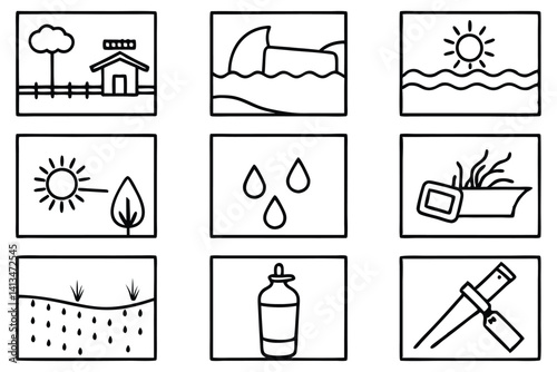 Assorted summer irrigation systems on white background