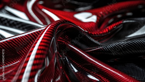 Waves of Black and White Fibre Carbon Texture