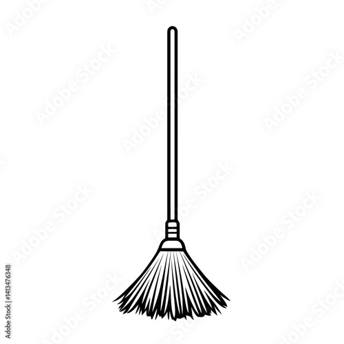 Minimalist broom icon illustration showcasing a clean design for modern cleaning concepts and household utilities