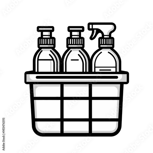 Minimalist cleaning caddy with three bottles design for efficient household organization