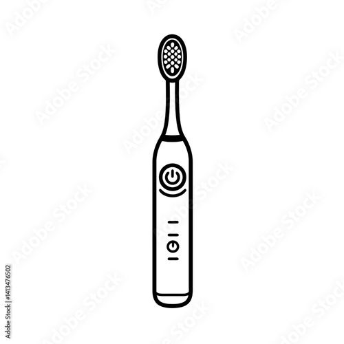 Minimalist electric toothbrush design featuring a sleek single line illustration and simple controls for an efficient dental care routine