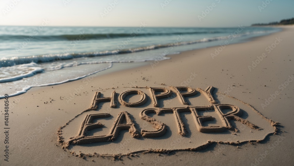 Joyful Easter. The messages etched in the sand by the sea. A day to rejoice at the shore or wherever you prefer. Happy Easter to everyone.