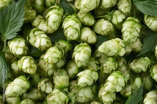 Fresh Green Hops Background Texture Close Up