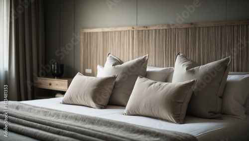 Elegant luxury cushion adorning the bed in bedroom decor