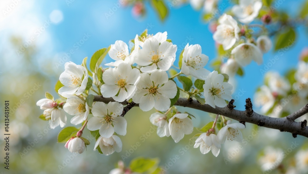 Twig with Apple Blossoms in Macro Twig with Apple Blossoms in Macro