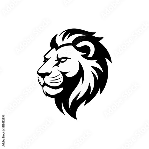 Lion head vector logo, Wild roaring lion king head tattoo set, Front and side view predator face, full lions heads icon black and white ink sketch silhouettes design, Eps, Ai, Svg format
