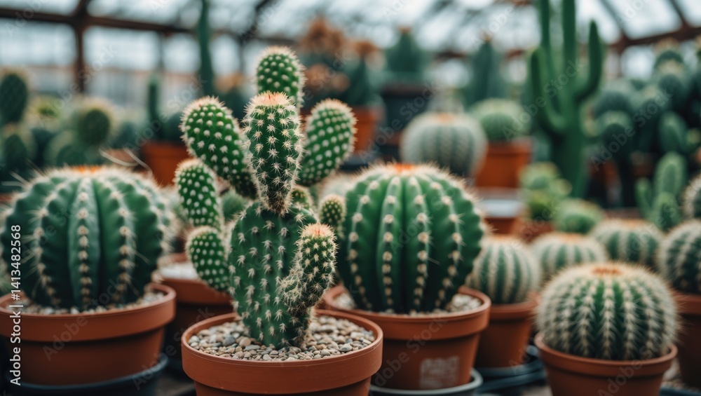 Close-up image of a thriving cactus in a restaurant, available for sale to guests Close-up image of a thriving cactus in a restaurant, available for sale to guests
