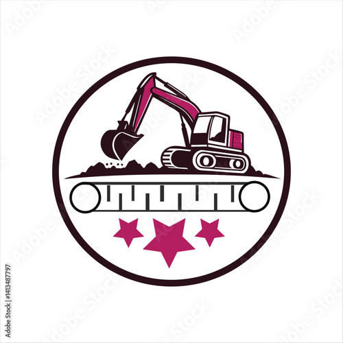 Excavator Logo Design – Construction Equipment Digging Earth Vector Illustration