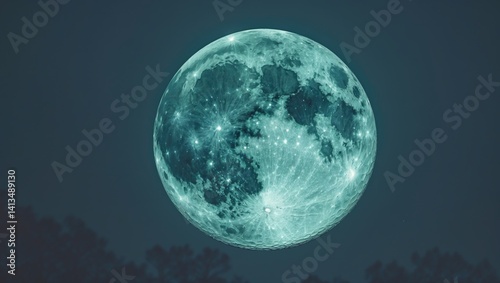 Supermoon. Full moon. An enormous moon. Detailed look at the moon. The moon above.