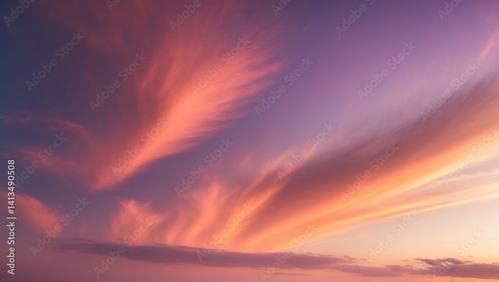 Fototapeta premium Evening Sunset Sky with Clouds and Sunlight During Twilight