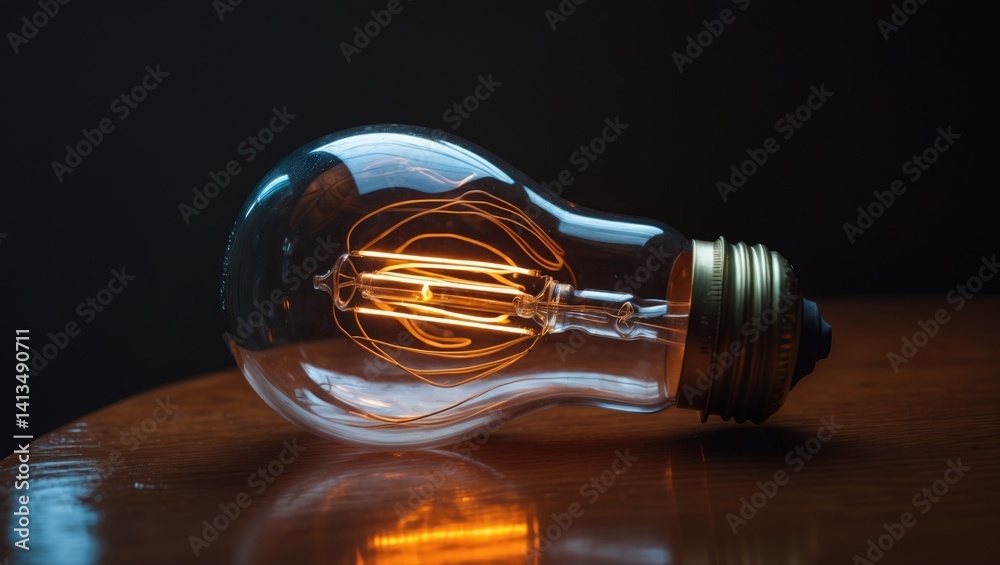 Fototapeta premium A picture featuring a LED-Filament bulb placed on a wooden surface