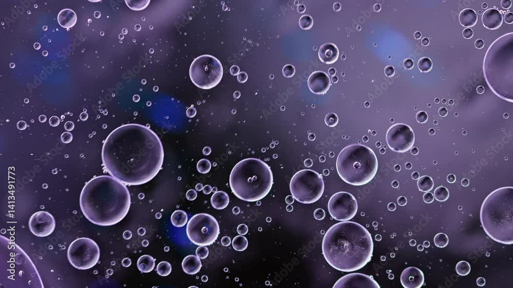 Colorful Oil Bubbles Moving on a Water Surface Colorful Oil Bubbles Moving on a Water Surface