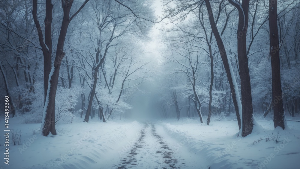 Deciduous forest blanketed in snow. Deciduous forest blanketed in snow.