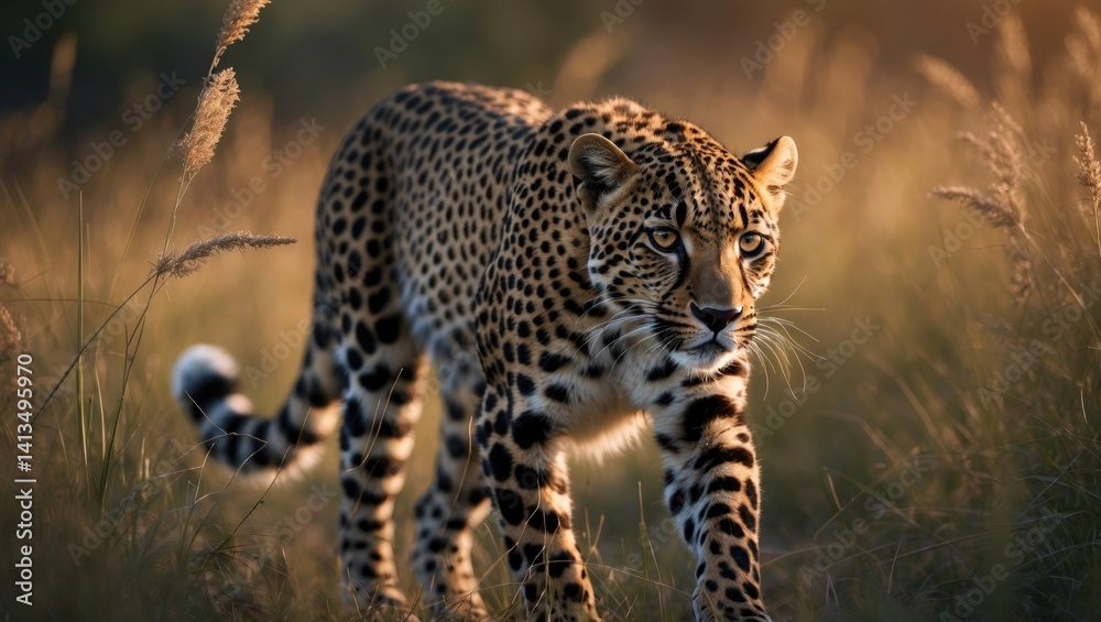 Fototapeta premium Rare female King Cheetah on the prowl