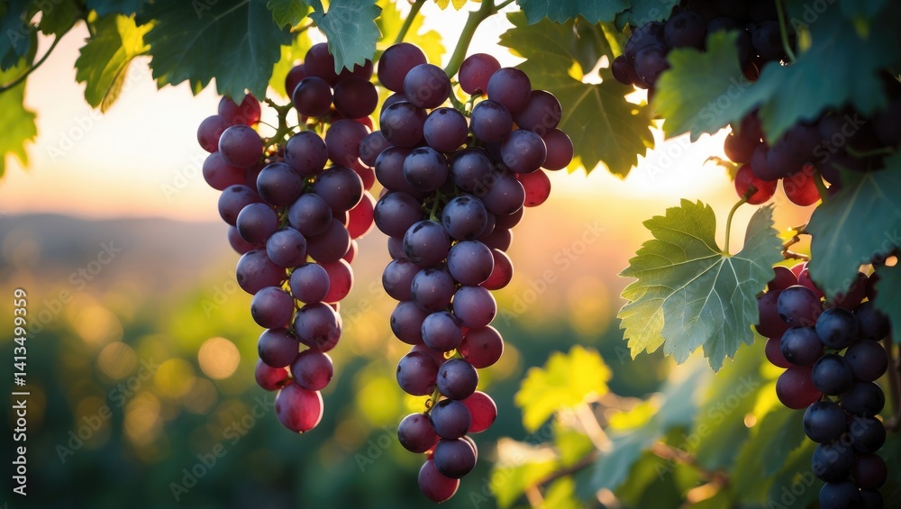 Mature grape fruit under sunlight