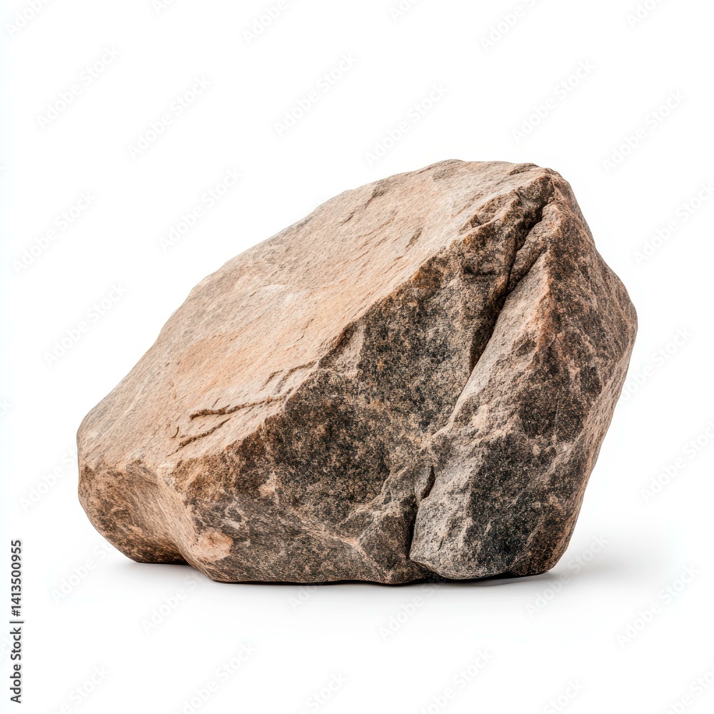 Fototapeta premium A rugged piece of heavy rock, showcasing its unique texture and strength against a clean white backdrop.