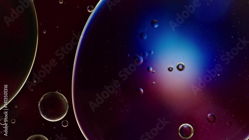 Colorful Oil Bubbles Moving on a Water Surface