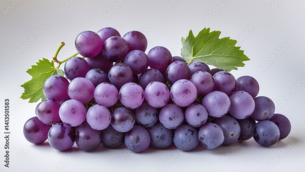 Fototapeta premium White background with isolated ripe grapes