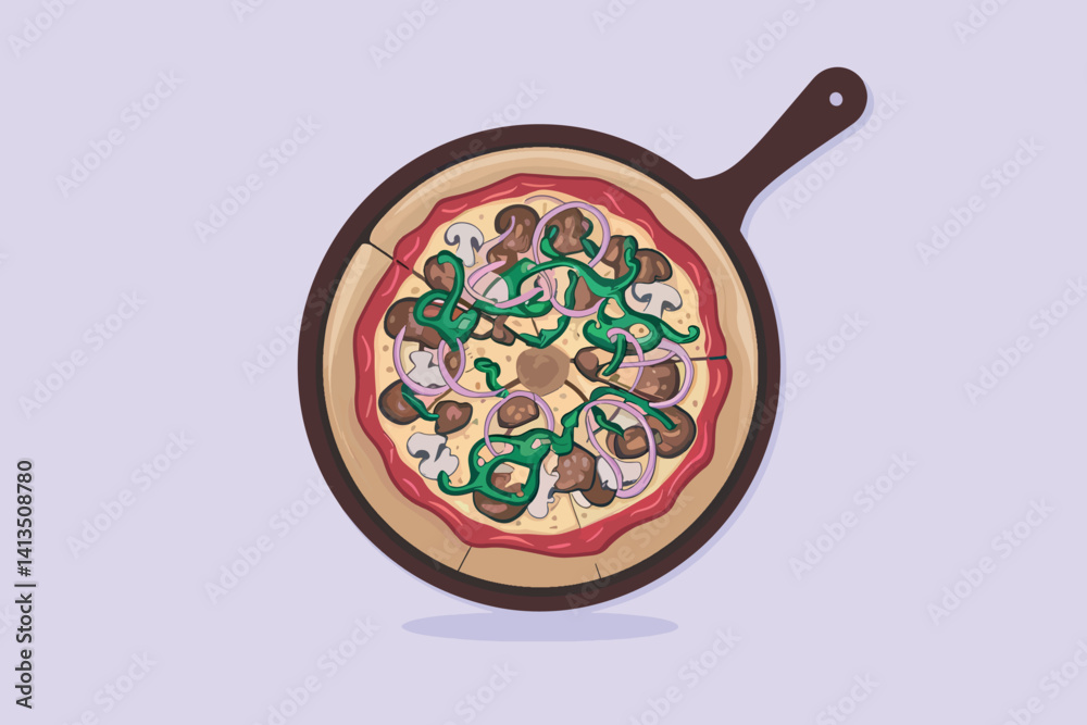 Vector illustration of a pizza, fast food concept