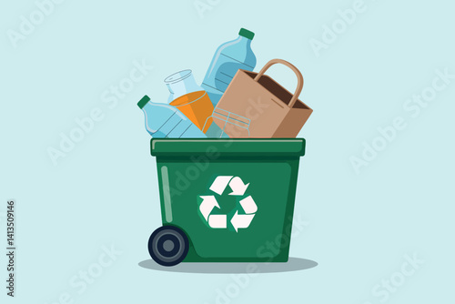 Obraz na płótnie Recycling bin with recycling symbol, environment concept w salonie