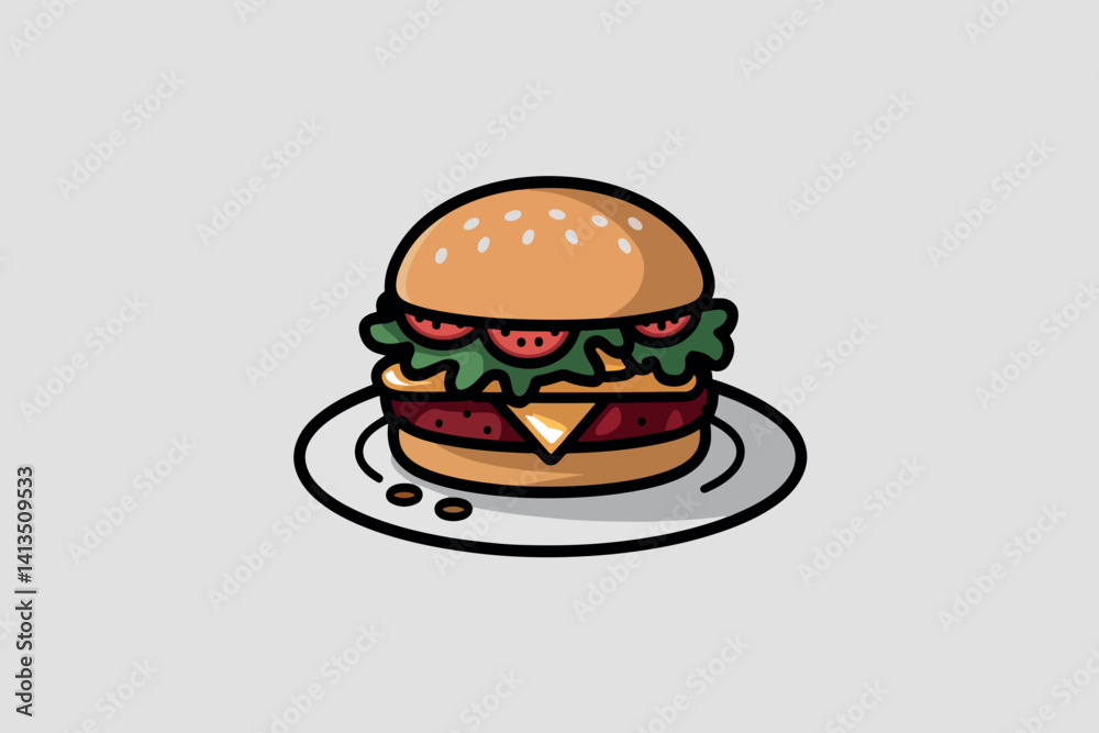 Burger icon, fast food concept