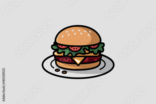 Obraz na płótnie Burger icon, fast food concept w salonie