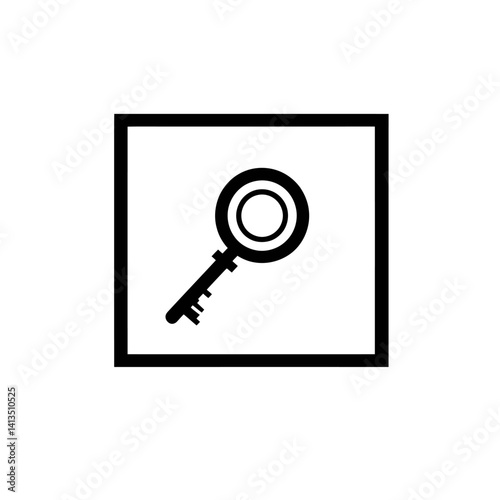The image of a key under a magnifying glass on a website represents a search keyword icon