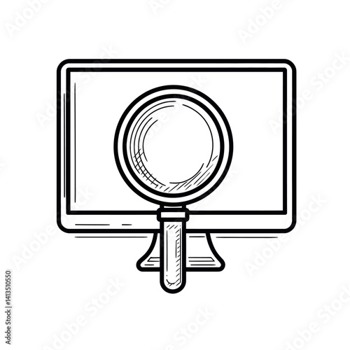 Inspect the linear design of the search computer through a magnifying glass