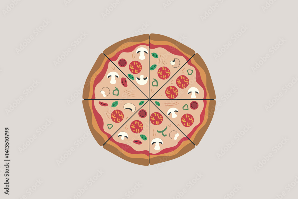 Vector illustration of a pizza, fast food concept