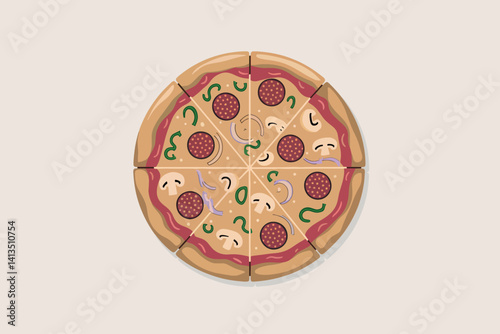 Obraz na płótnie Vector illustration of a pizza, fast food concept w salonie