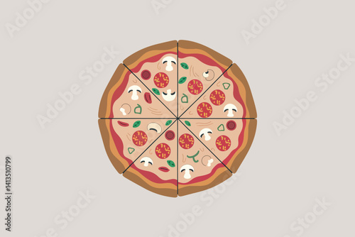 Obraz na płótnie Vector illustration of a pizza, fast food concept w salonie