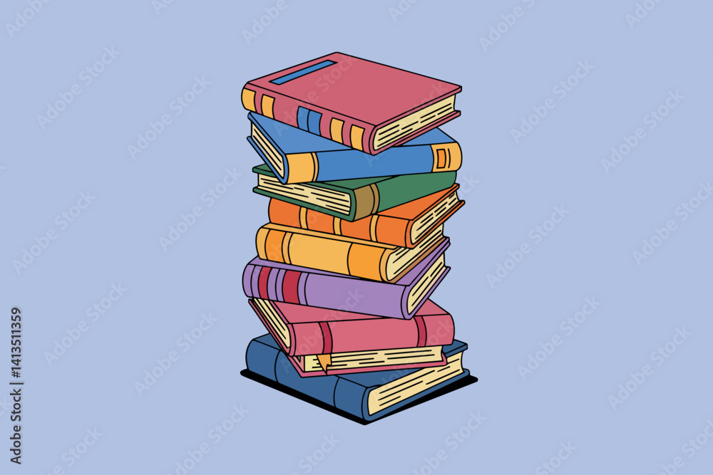 Vector illustration of a stack of books, education and study concept