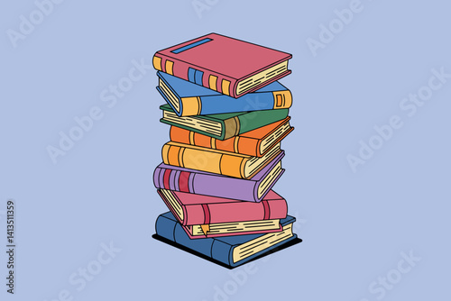 Obraz na płótnie Vector illustration of a stack of books, education and study concept w salonie