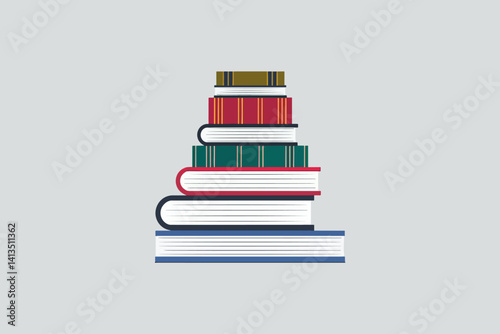 Vector illustration of a stack of books, education and study concept