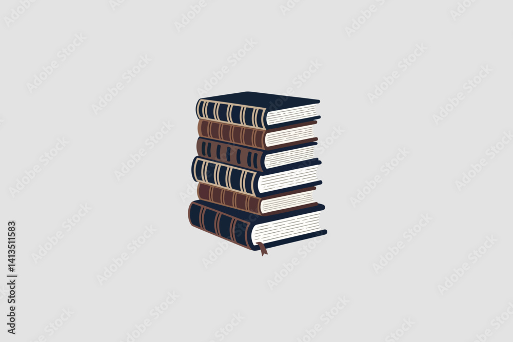 Vector illustration of a stack of books, education and study concept