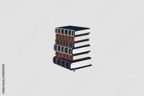 Obraz na płótnie Vector illustration of a stack of books, education and study concept w salonie