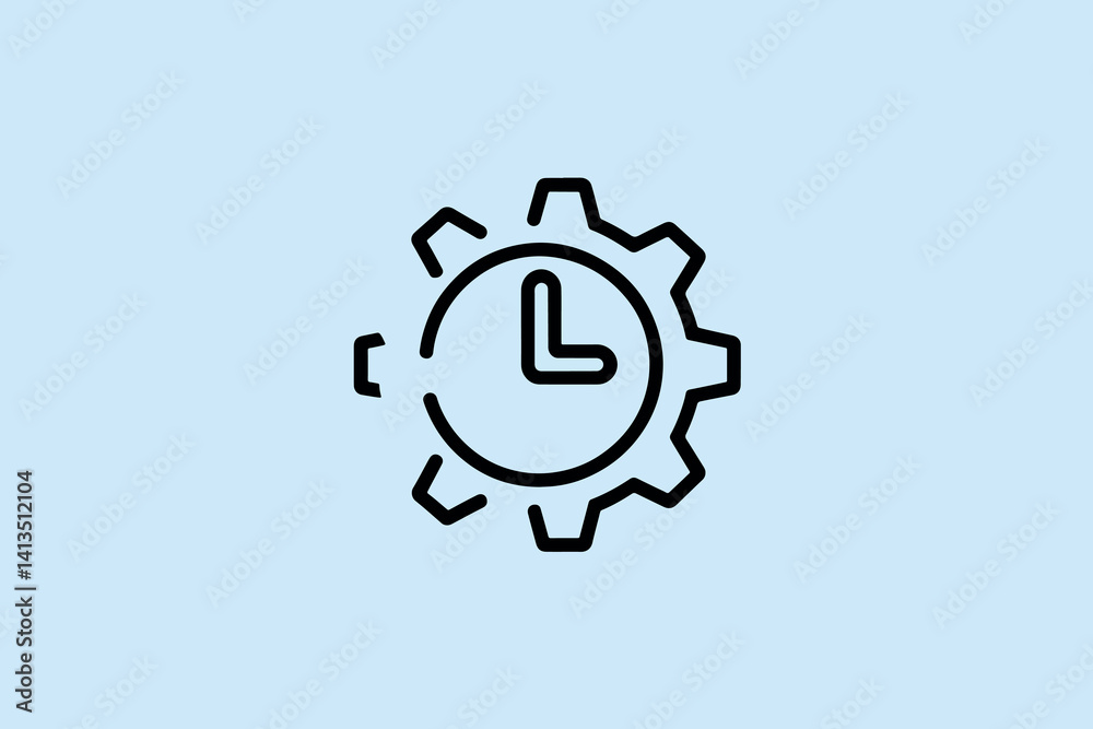 Clock and gear icon, time management and business concept